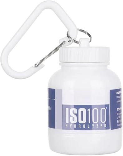 Bouteille de protéines portable - Mini récipient pour sports de plein air - Compléments nutritionnels - Conteneur de stockage de poudre à emporter - Porte-clés - Entonnoir - Petite tasse d'eau -