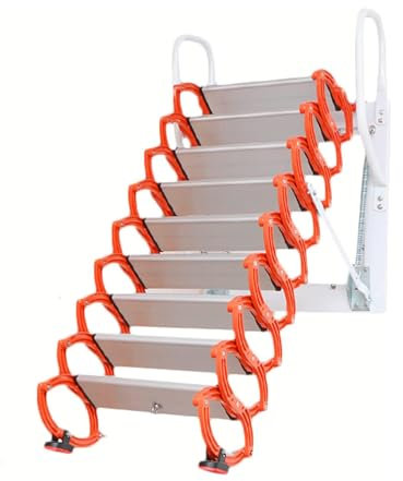 CWCQGH Practical Attic Ladder Retractable Wall-Mounted Attic Stairs Expansion Screw Fixed Loft Ladder Manual Folding Ladder (H1 2.75)