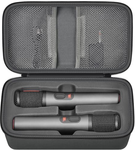 Boobowl Bluetooth Mikrofon Case Kompatibel mit JBL PartyBox Wireless Mic J2X Digitalmikrofone, tragbare Mic Box für wiederaufladbare Batterie, Empfänger, Adapter (nur Tasche) (grau)