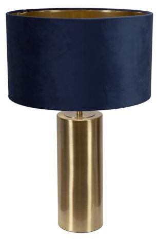 ValueLights | Lexy Antique Brass Touch Table Lamp with Navy Velvet & Gold Inner Shade & Warm White Bulb | Table Lamps, Home Décor & Improvement Essential