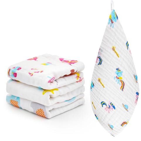 Gebrazy Baby Spucktücher, Weiche Mulltücher 50x25 cm aus Baumwolle, Baumwolle Spucktücher Baby für Jungen und Mädchen, Weich, Atmungsaktiv(4 Stück)
