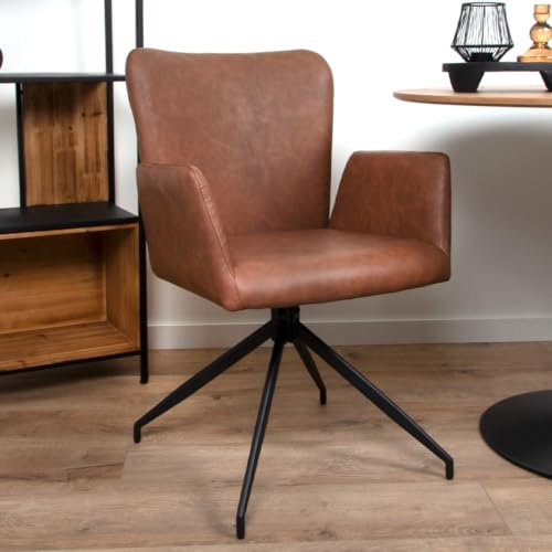 Milton & Oldbrook Lederoptik, Esszimmerstuhl, drehbar, Falun, Cognac