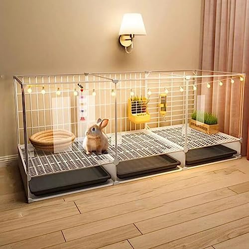 Kaninchenkäfig mit Tür, kleiner Tierkäfig aus PET Playn für Kaninchen im Innenbereich, klare Sicht, transparent, aus Acryl, für Welpen, Kätzchen, Kätzchen, Garten, Metallzaun
