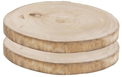 URBNLIVING Rustic Natural Wooden Slice 30cm Round with Bark, Decorative Log Plate for Table Centerpieces, Weddings, Home Decor, Seasonal Displays - 2 Pack