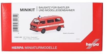 Herpa Model Kit MiniKits VW T3 Bus Feuerwehr, miniature scale 1:87, collectible, model kit, plastic