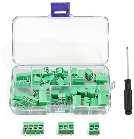 Herbst 50 Stück 5,08 mm PCB Schraubklemme, 8A Stromstärke PCB Mount Screw Terminal Block mit 2P 3P 4P Steckverbinder, für 24-12AWG Kabel