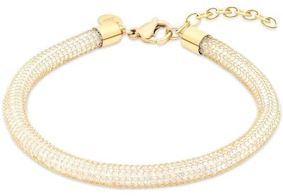 s.Oliver Damen Schmuck – Netzarmband mit funkelnden Steinen in verschiedenen Farben aus hochwertigem Edelstahl – Elegant & Alltagstauglich – Perfekte Geschenkidee