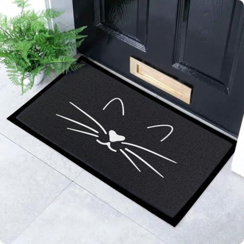 Artsy Mats Cat Face Pattern Indoor & Outdoor Door Mat - Incredibly & Weatherproof Doormats - Non Slip Mat, (70x40 cm)