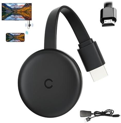 Chromecast, HD Wireless Display Adapter, Chromecast Device for TV 4K, Plug and Play, 2.4/5G Dual Band WiFi Dongle for TV Support Airplay/DLNA/Miracast for Android/Windows/iOS/Mac OS
