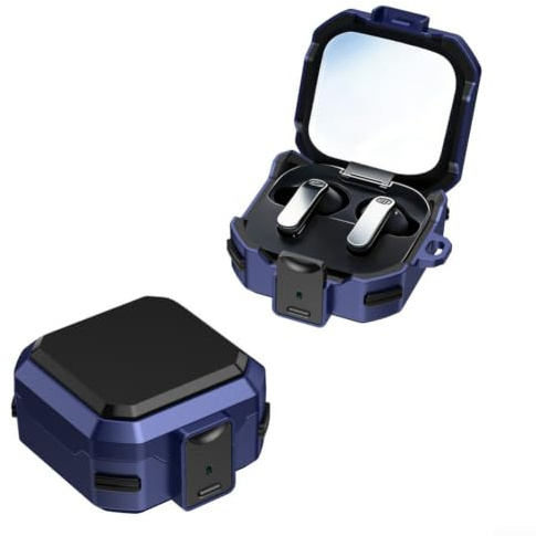 Wodsty Schutzcase für Galaxy Buds4 Pro mit Sicherheitsverschluss - Stoßdämpfende Handyhülle Design Standfunktion Schwarz(Blue)