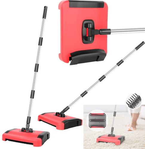 Pulitore manuale per tappeti e moquette con pettine di pulizia rimovibile - Scopa manuale per tappeti per la pulizia efficiente di tappeti, passatoie e pavimenti interni