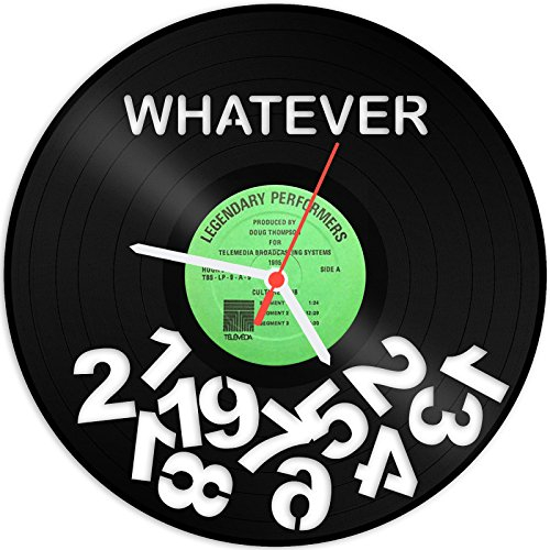GRAVURZEILE Wanduhr aus Vinyl Schallplattenuhr „Whatever“ Upcycling Design Wand-Deko Vintage Wand-Dekoration Retro-Uhr Made in Germany
