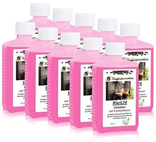 Wark24 Flüssigentkalker 10x 250 ml mit Farbindikator, Universal-Entkalker & schonender Kalklöser für Kaffeemaschinen, Wasserkocher & Haushaltsgeräte, biologisch abbaubar