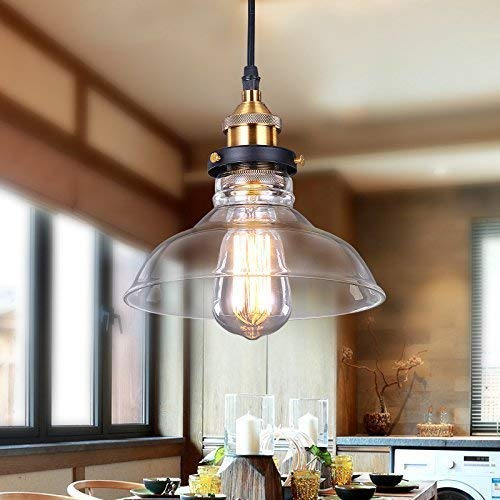 SISVIV Lámpara Colgante Cristal Industrial Vintage, Luz de Techo Retro Rústico, Iluminación Colgante E27 para Comedor Dormitorio Bar