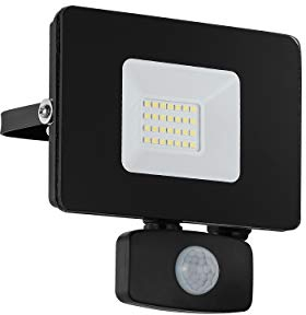 EGLO LED Außen-Strahler Faedo 3, 1 flammige Außenleuchte inkl. Bewegungsmelder, Sensor-Wandstrahler aus Alu, Farbe: Weiß, Glas: klar, 20 Watt, IP44