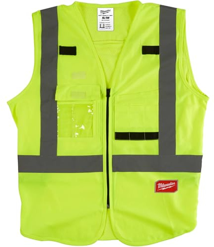 MILWAUKEE'S High Visibility Vest,S/M,Yellow/Green