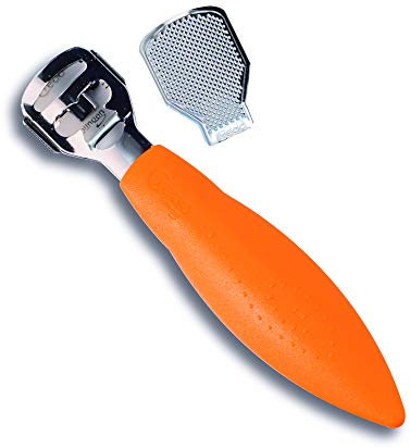 CREDO Hornhaut Längshobel POP ART mit Raspelclip, verchromt, orange