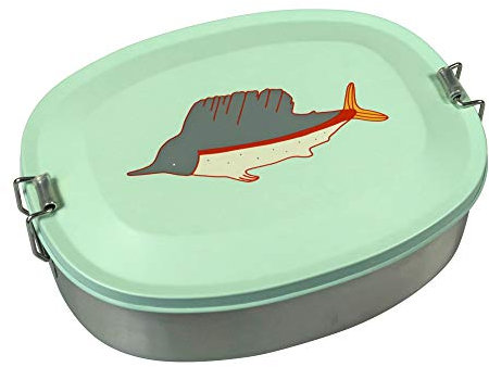 THE ZOO Brotdose Edelstahl Ocean mit Schwertfisch Motiv in Mint
