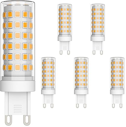 Klighten 6 pezzi Lampadina LED G9, Bianca Calda 3000K, 9W Equivalente 70W Lampada Alogena, Angolo di visione 360°, AC220-240V, Ideale per Camera da Letto Soggiorno Cucina Sala