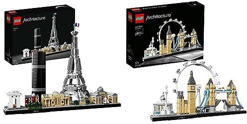 LEGO 21044 Architecture Paris, Modellbausatz mit Eiffelturm und Louvre-Modell, Skyline-Kollektion, Haus- und Raum-Deko, Geschenkideen für Sammler & Architecture 21034 - London Skyline Collection Set