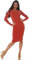 Voyelles Damen Midi Strick Kleid Pulloverkleid Knielang Etui Stretch Langarm, Rotbraun 36-38