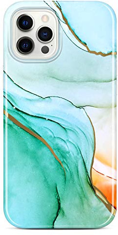 JIAXIUFEN iPhone 12 Hülle iPhone 12 Pro Handyhülle TPU Silikon Schutzhülle Handytasche Handy Hülle für iPhone 12 iPhone 12 Pro 2020 6.1 - Marmor Green Gold