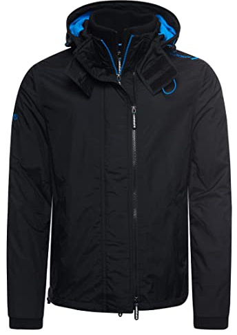 Superdry Herren Pop Arctic SD Windcheater mit Kapuze und Reißverschluss Schwarz/Super Denby Neues Logodesign XL