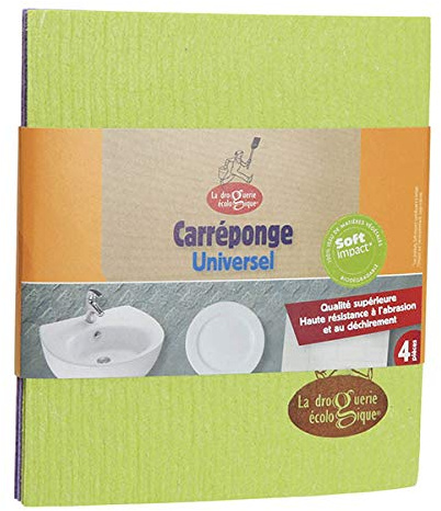 La Droguerie écologique - 4 Carrés Eponges Cellulose - unité