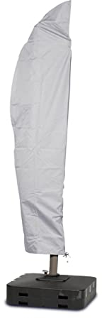 Mehr Garten Premium Protect Sonnenschirm Abdeckung für gebogene Ampelschirme, 270x40/84/60 cm, hellgrau, bis Ø 400 cm, atmungsaktives 2-lagiges Polyestergewebe wasserdicht und UV-beständig