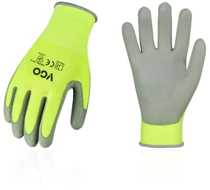Vgo... 10Pairs Safety Work Gloves,Gardening Gloves,Polyurethane Coated,Dipping Gloves,Latex Free(PU2103)