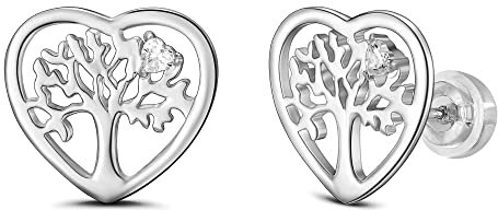 Orecchini da donna con albero della vita, Gioielli Anallergici in argento Sterling 925, Argento sterling