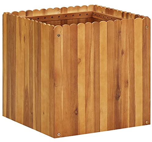 Mogou Garten-Hochbeet, Palettenrahmen, Hochteich, Gemüsebeet, Kräuterregal Balkon, Blumenbeet, Kräuterspirale, Tomatenbeet, Pflanzhochbeet, 50 x 50 x 50 cm Massivholz Akazie