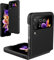 Foluu Galaxy Z Flip 4 Hülle, Ultra Dünn Faltbare Matt PC Handyhülle Mit Anti-Rutsch Grip Schutzhülle für Samsung Z Flip 4 5G 2022 (Schwarz)