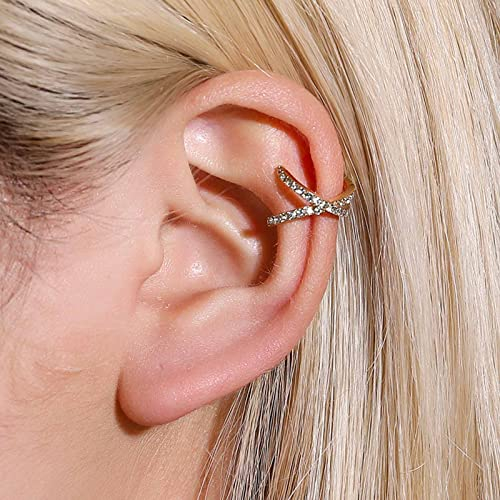 Wendalern Criss X Cross Ohrmanschetten Ohrringe Criss Knot Cz Ohrring Helix Knorpel Clip Auf Wickeln Ohrringe Minimalistisch Funkelnden Kristall Kein Piercing Ohrring Schmuck Für Frauen Mädchen