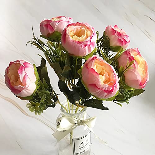 6 Köpfe Künstliche Blumen Weiße Pfingstrose Teerose Herbst Seide Gefälschte Blumenvase for DIY Hausgarten Hochzeitsdekoration Gefälschte Pflanzen (Color : Plum)