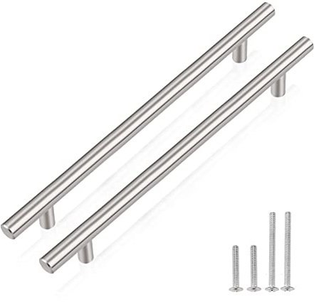 PinLin 10 Pack Cupboard Handles 160mm Hole Spacing Brushed Nickel Kitchen Door Handles Stainless Steel Cabinet T Bar Handles Silver