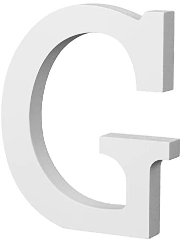 10cm Stehende Holzbuchstaben, leichte Naturholz-Alphabet-Buchstaben Große Holzbuchstaben zum Basteln, unbehandelte Holzdekorationen für Zuhause, Wand, Party, Dekoration, DIY-Projekte (G, Weiß)