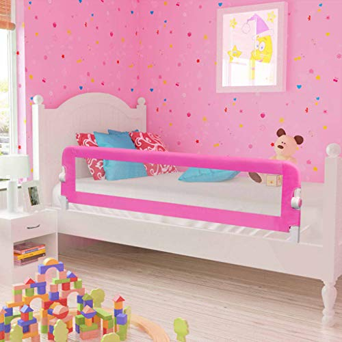 ZEYUAN KleinBaby Bettschutzgitter, Rausfallschutz Bett, Bettgitter Rausfallschutz, Rausfallschutz Babybett, Bettumrandung Babybett, 2 Stück Rosa 150 x 42 cm