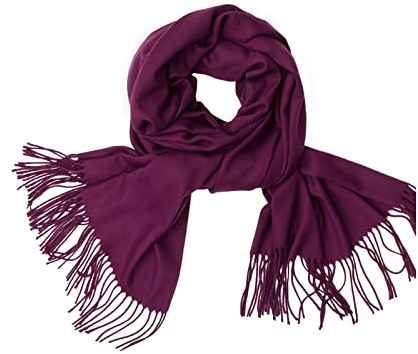 Skcess Schal Cashmere Damen, Scarf Unisex Violett Einfarbig mit Quaste Scarf Winter 200X70CM(79X28In)