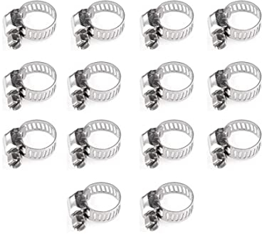 Fascette stringitubo da 14 pezzi in inox 304,fascette metalliche, Fascetta stringitubo regolabile,adatto per tubi di diametro 6-12 mm(6-12mm)