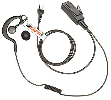 Oreillette en forme de G avec micro PTT en polycarbonate compatible avec ICOM IC-F3 IC-F4S IC-F4TR IC-F3011/ F4011/ F4001/ F1000/ F2000/ F3210D/F3230D/T70A/ V80/ F3G/ F4G 2 broches (droit)