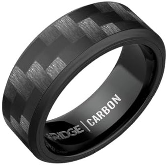 The Ridge Carbon Fiber 3K abgeschrägter Ring Comfort Fit Ehering - 10.5
