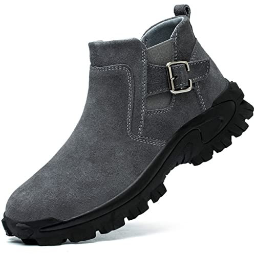 Micoklinlin Scarpe da lavoro da uomo Saldatore Slip-on Safety Shoes for Saldatore Scarpe antinfortunistiche donna, grigio., 42 EU