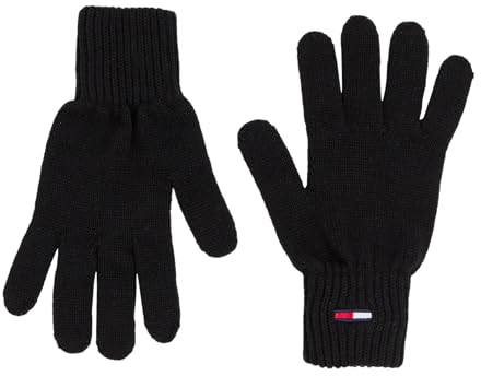 Tommy Hilfiger Herren TJM Flag Gloves Handschuhe, Schwarz und silberfarben, Einheitsgröße