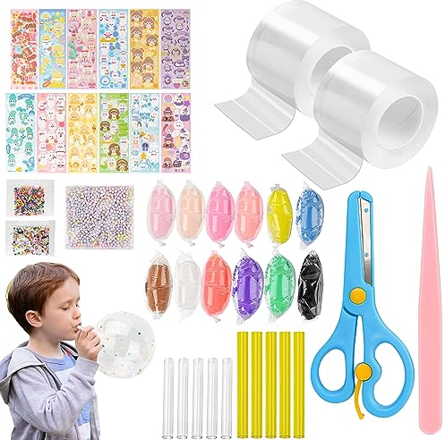 41 Stück Nano Tape Bubbles Set,Bubble Tape,Selbstklebendes Nano Tape Bubble,Nano Tape Elastic Bubble DIY Craft Kit,Nano Klebeband für Blow Bubbles für Kindergeburtstag,Hochzeit Party,Gastgeschenk