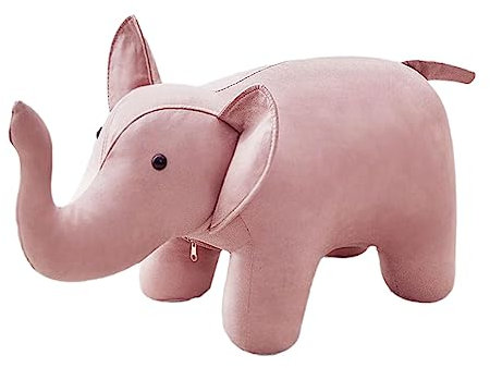 Folpus Osmanischer Hocker, Sofa-Teehocker, Stauraum aus Holz, süßer Kinderhocker, Fußstütze mit Holzbeinen für den Innenbereich, Wohnzimmer, Eingangsbereich, Rosa Elefant