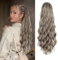 YEESHEDO Pferdeschwanz Haarteil aschbraun mit blond Langer Wellig Locken Haarteil Zopf mit Kordelzug Ponytail Natürliches Kunsthaar Haarverlängerunge Extensions für Damen Afro Zopf Ponytail 60cm