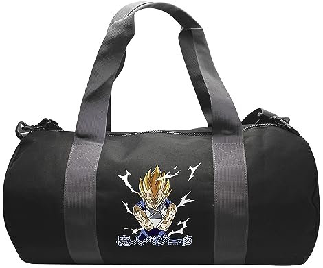 ABYstyle - Dragon Ball Z Sporttasche Majin Vegeta, Schwarz , 50 x 25 x 25 cm, Ein großes Staufach und eine Tasche auf der Rückseite