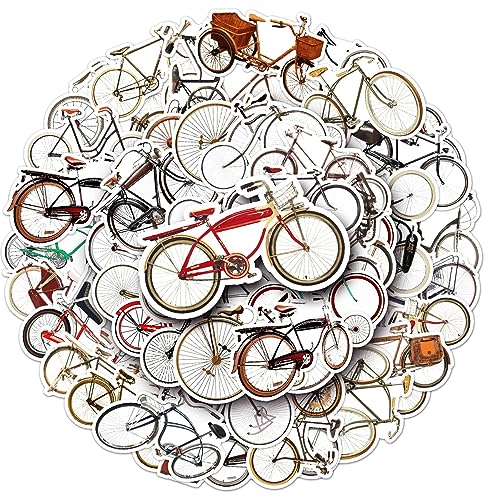 Pegatinas retro de bicicleta para ordenador portátil (50 unidades), regalo para niños, adolescentes, adultos, niños, retro, pegatinas de vinilo impermeables para álbumes de recortes, monopatín, coche,