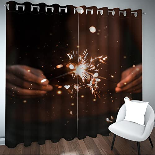 2 Stück Schlafzimmer Gardinen Lichtundurchlässig Schönes Feuerwerk 140 (B) X 160 (H) cm Verdunkelungsvorhang Mit Ösen Für Schlafzimmer Raum Abdunkeln Fenster Vorhänge Blickdichter Vorhang